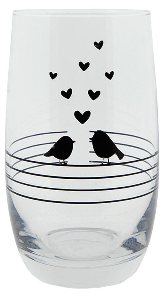 Clayre & Eef Wasserglas 320 ml Transparant Glas Rund Vögel