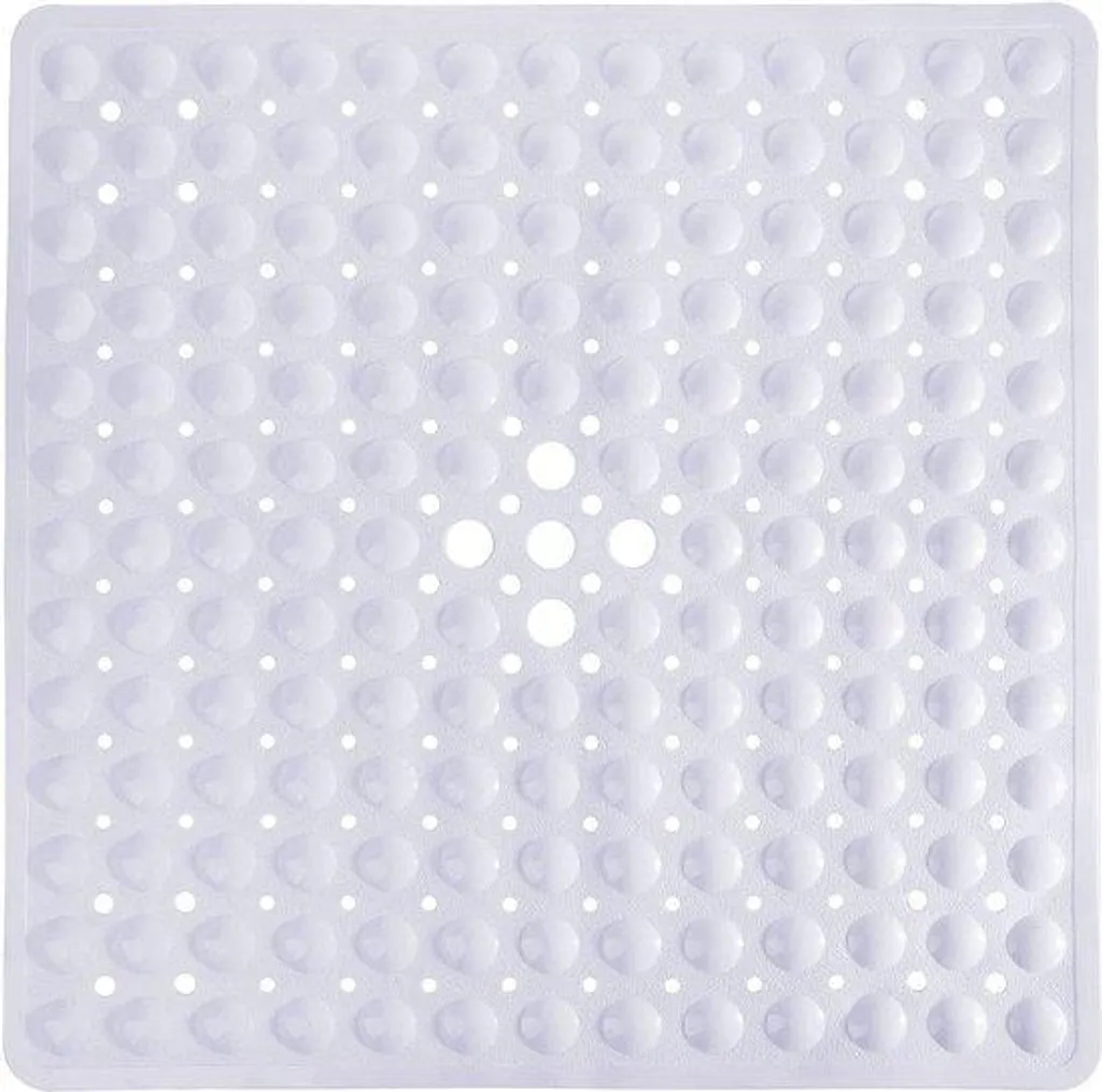 Tapis de bain sans BPA lavable en machine blanc 53 cm avec ventouses