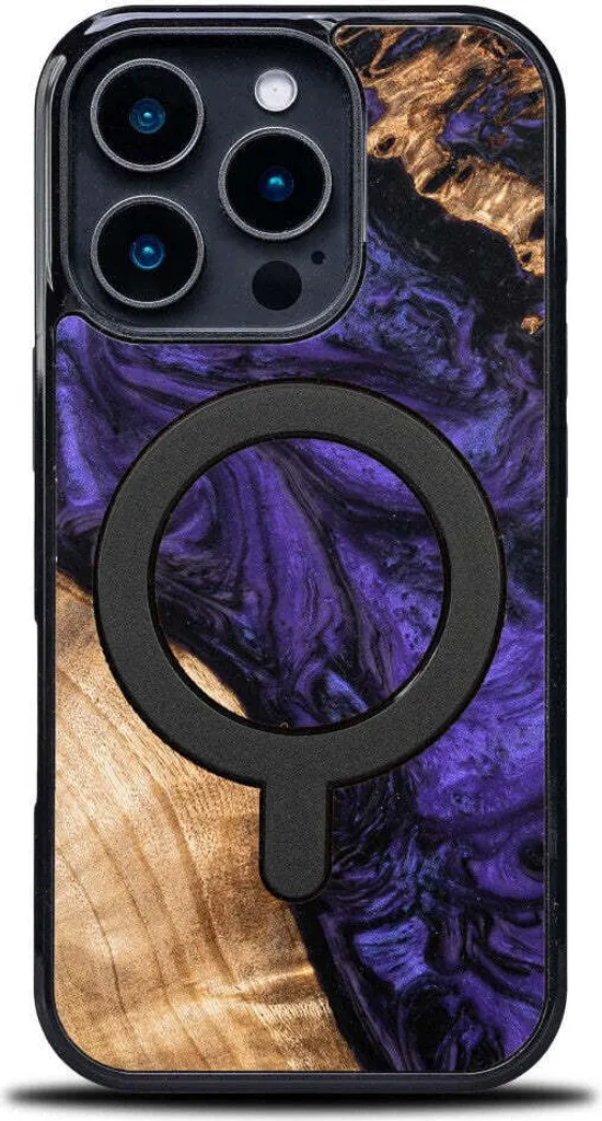 Custodia in legno per iPhone 16 Pro, Bewood Unique Violet per MagSafe