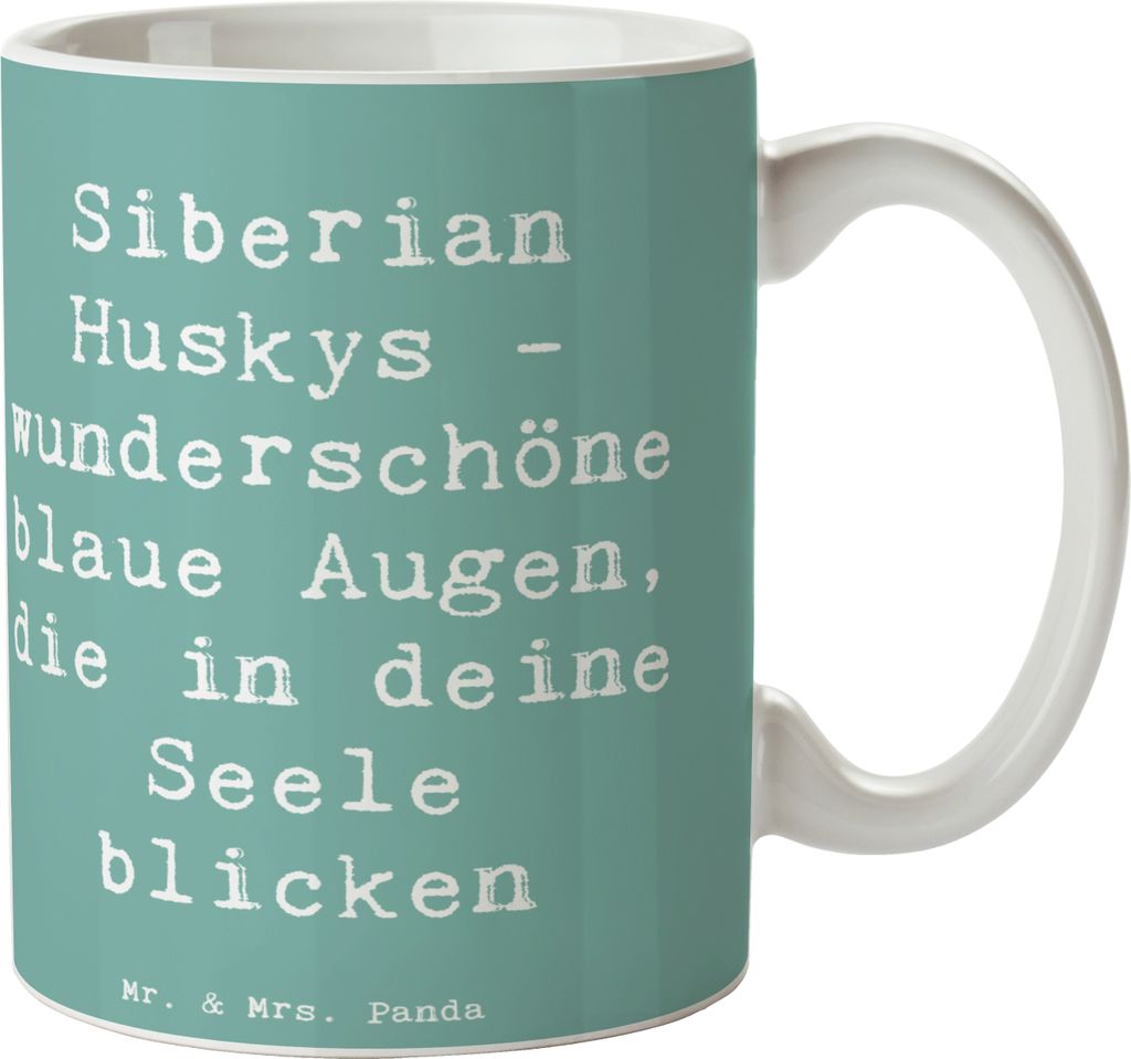 Mr. & Mrs. Panda Trinkbecher Spruch Siberian Husky Augenzauber - Meeresbrise - Geschenk, Tasse, Huskys, Kaffeetasse, Hunde, tiefe Gedanken, Hundera...