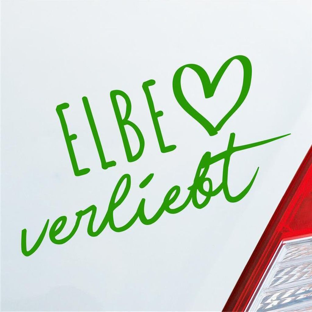 Auto Aufkleber Elbe verliebt Herz Fluss River Wasser Water Liebe Car 19x10 cm Hellgrün Sticker Heckscheibenaufkleber