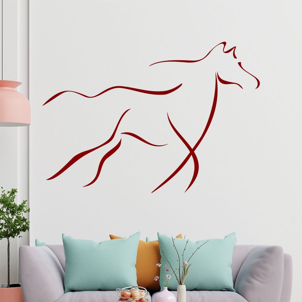 Pferd Linien Wandtattoo in 6 Größen - Wandaufkleber Wall Sticker - Dekoration, Küche, Wohnzimmer, Schlafzimmer, Badezimmer