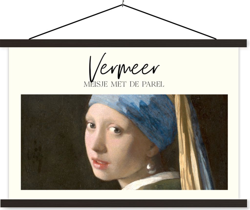 MuchoWow Textilposter Kunst - Das Mädchen mit dem Perlenohrring - Vermeer 60x40 cm mit schwarzem Rahmen - Hölzernes