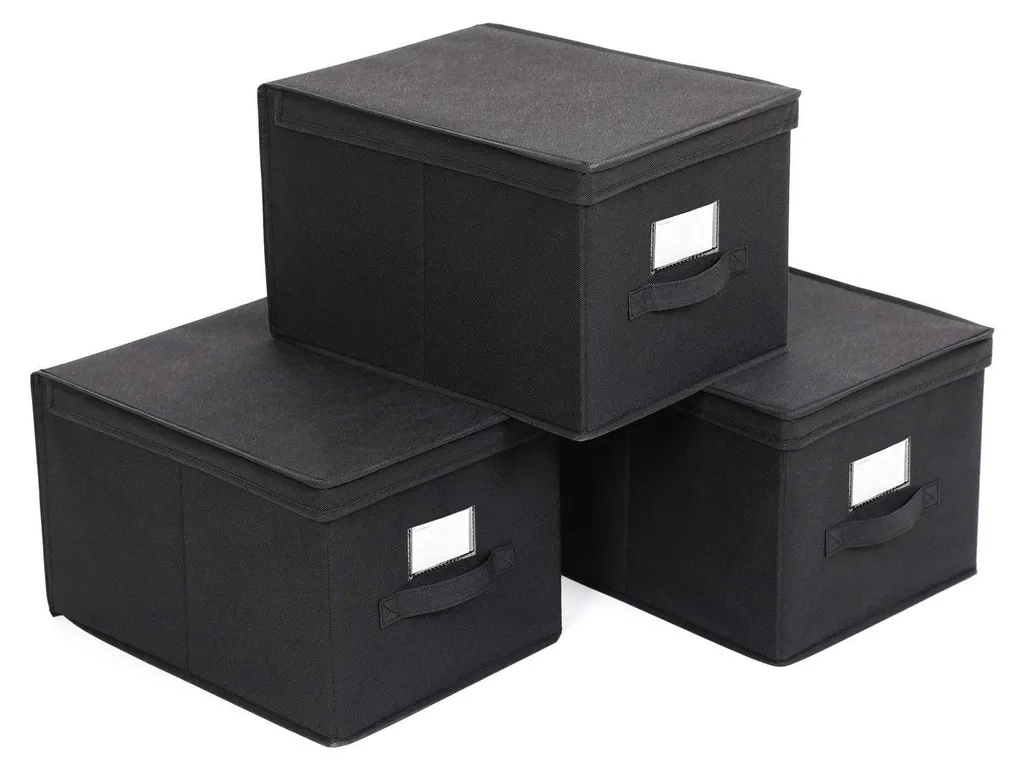 Lot de 3 boîtes de rangement pliables avec couvercle 40x30x25 cm en tissu