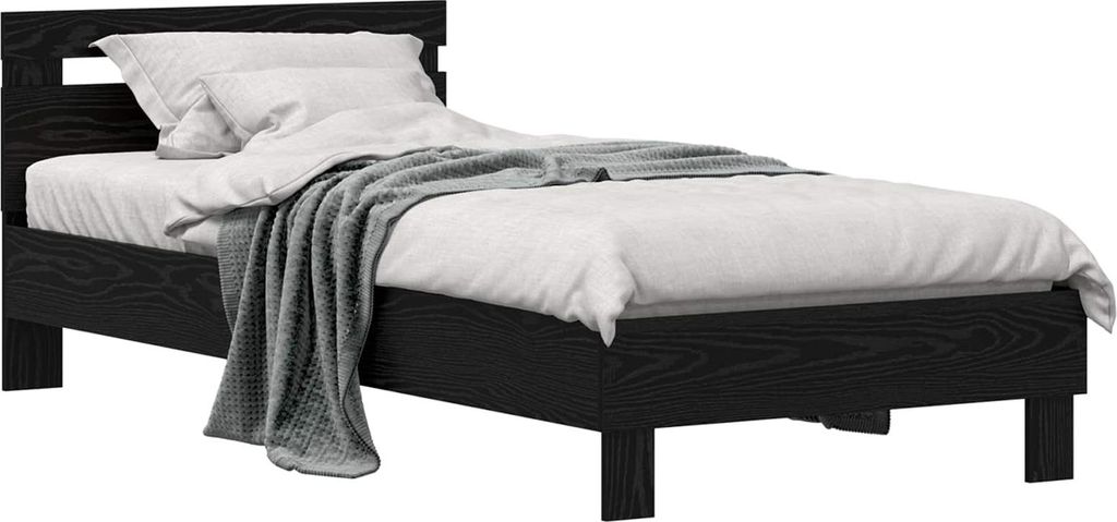 vidaXL Bettrahmen Schwarz Eichen-Optik 75 x 190 cm Holzwerkstoff