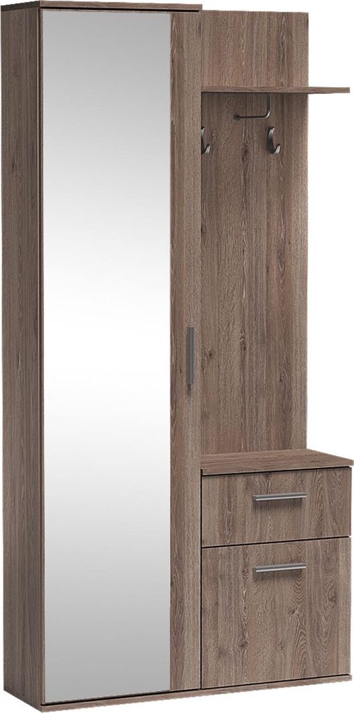 MEBLINI Garderobenschrank Flur mit Spiegel - Garderobe Schrank - Flurgarderobe schmal - Garderobe Flur Möbel Set - Flurschrank hoch - LUXOR - 97x3...