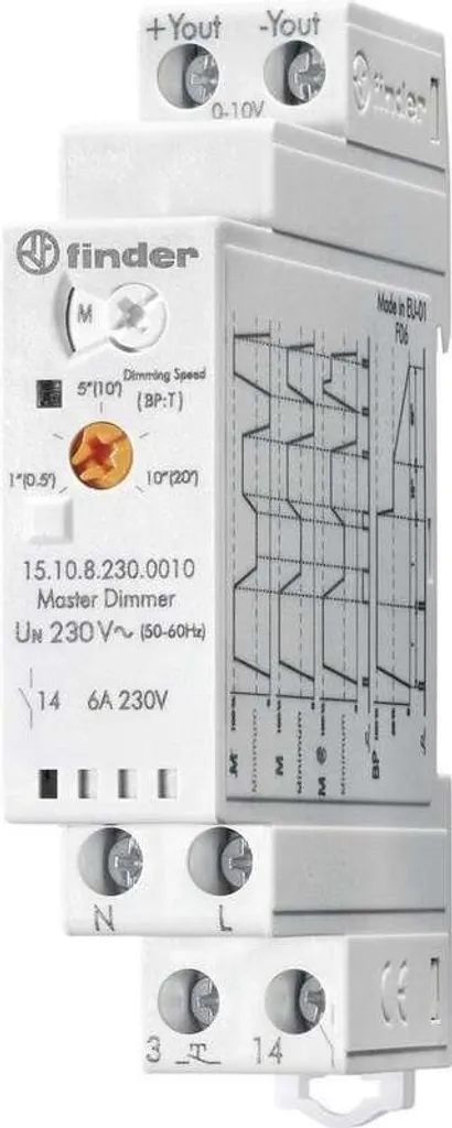 Variateur de Lumière Électronique Finder 15.10 Rail DIN 230V 6A 10V