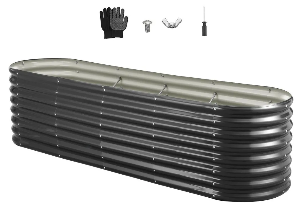 Jardinière surélevée en métal 240x60x60 cm - Bac potager à fond ouvert
