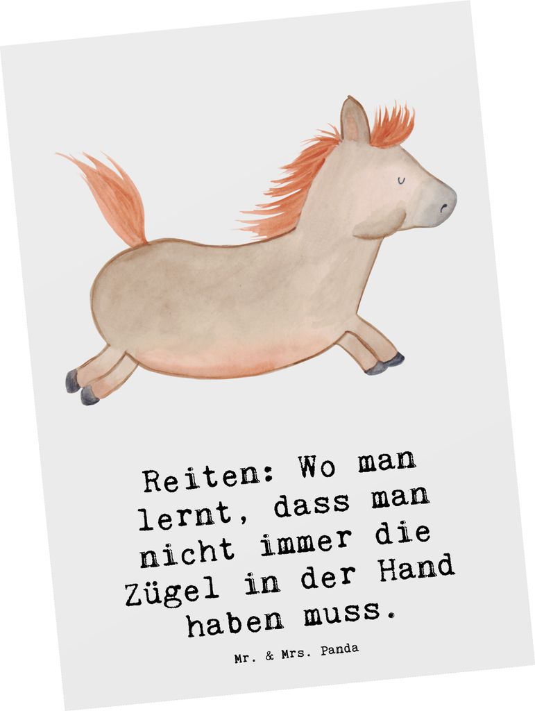 Mr. & Mrs. Panda Fotokarte Reiten Freiheit - Weiß - Geschenk, Teamsport, Sportler, Kontrolle, bildkarte, Ansichtskarten, Postkarten, Sport, Gelän...