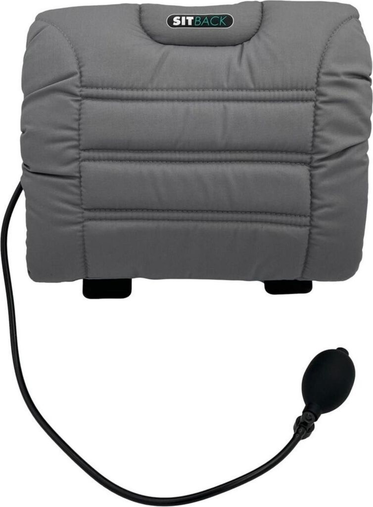 Sitback Air Universales Rückenstützkissen, Stoff, Leder, aufblasbar, für Autositze, Bürostühle, Sofa, : Stoff grau