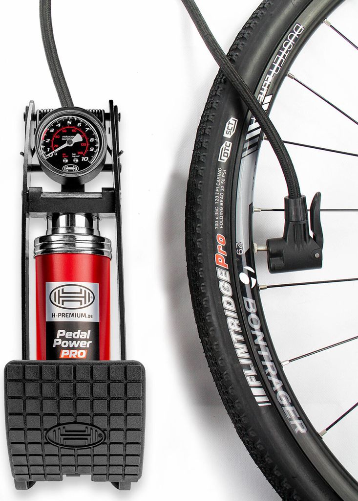 Heyner Pedalmax Pro Doppelfußpumpe Mit Manometer - 10 Bar/140 PSI Für Auto & Fahrrad
