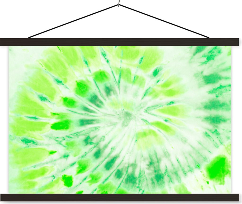 MuchoWow Textilposter Krawattenfärbung - Muschel - Grün 60x40 cm mit schwarzem Rahmen - Hölzernes
