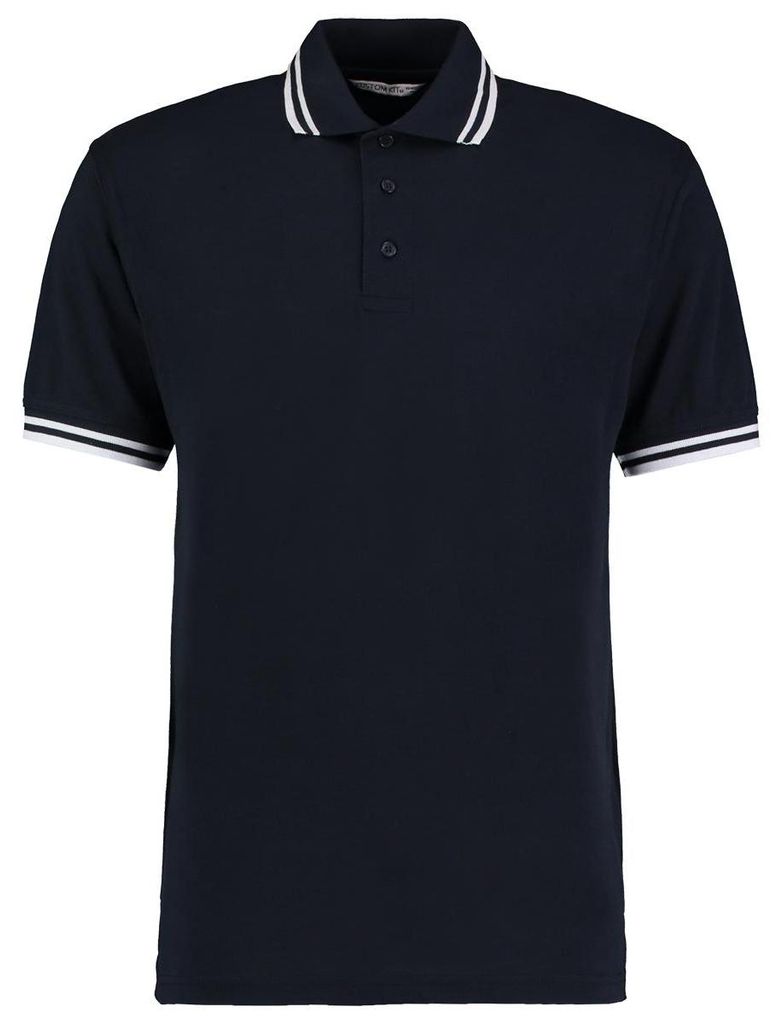 Kustom Kit Tipped Herren Piqué Polo-Shirt, Kurzarm FK444 (S) (Marineblau/Weiß)