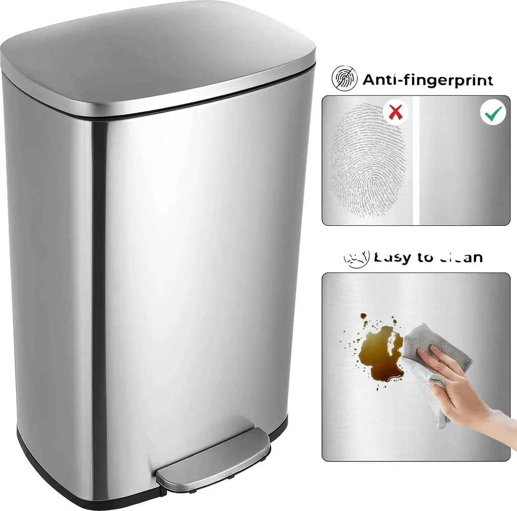 Poubelle de cuisine familiale 50L pratique et esthétique en inox