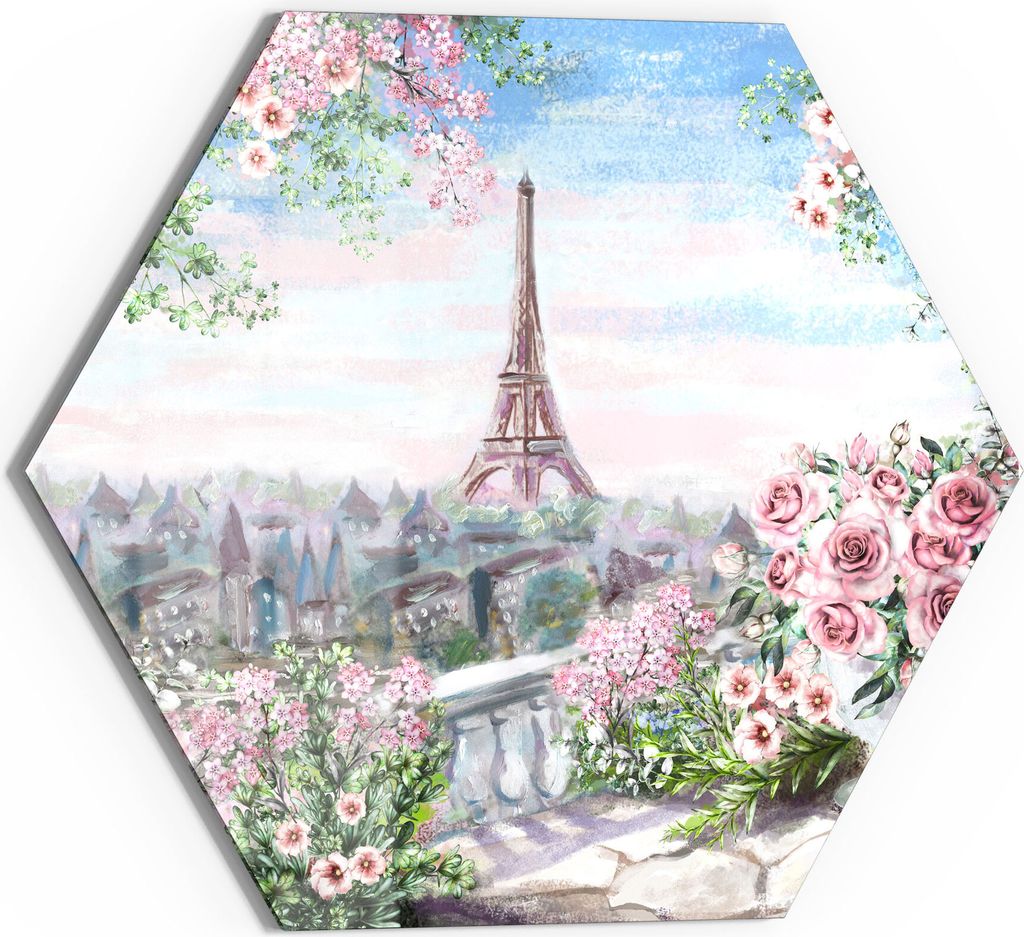 DEQORI Glasbild Echtglas 40x35 cm 'Blumenmeer Paris' Wandbild Bild modern Deko