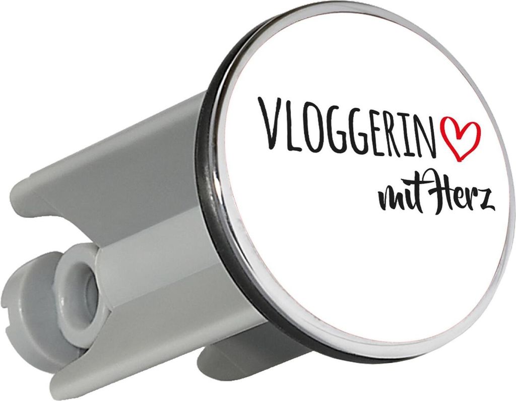Huuraa Waschbeckenstöpsel Vloggerin mit Herz 4cm höhenverstellbar Abflussstopfen Geschenkidee