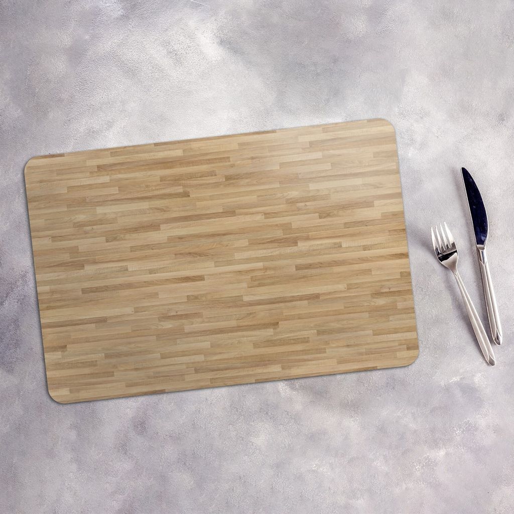 Tischset 6x45x30 cm + 6x10fi cm Platzset Tischmatte Platzmatte Untersetzer - Helles Holz