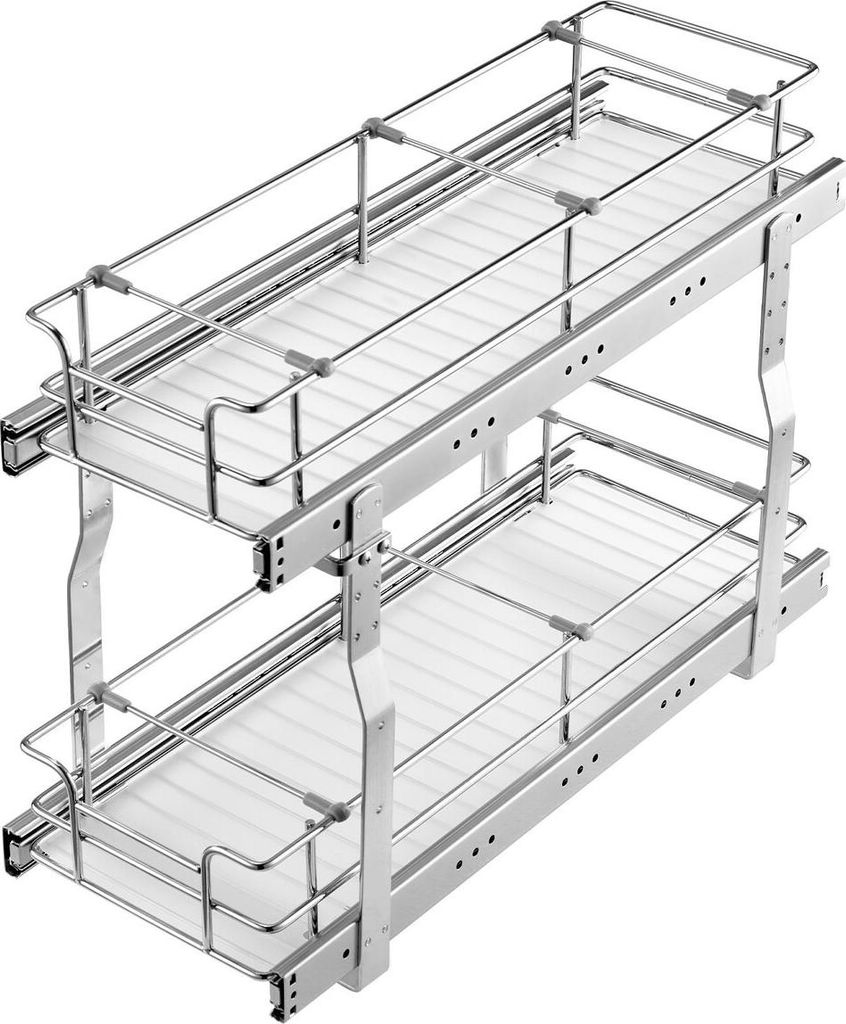 2-Tier Wire Pull Out Cabinet Under Sink Organizer 8.5"x21" Drawer Basket