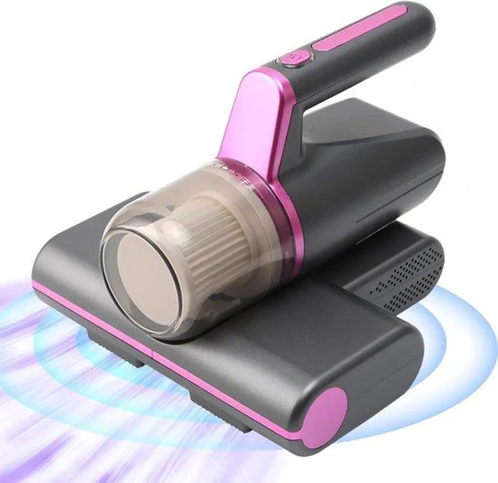 Aspirateur UV sans fil violet et gris avec capteur de poussière LED