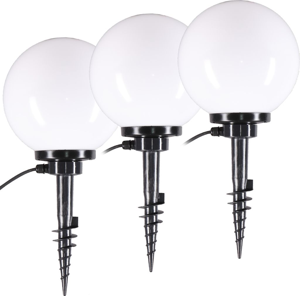 Kugelleuchten Außenleuchten Kugellampen Set 3x Ø 25m Erdspieß Außenlampe Leuchte