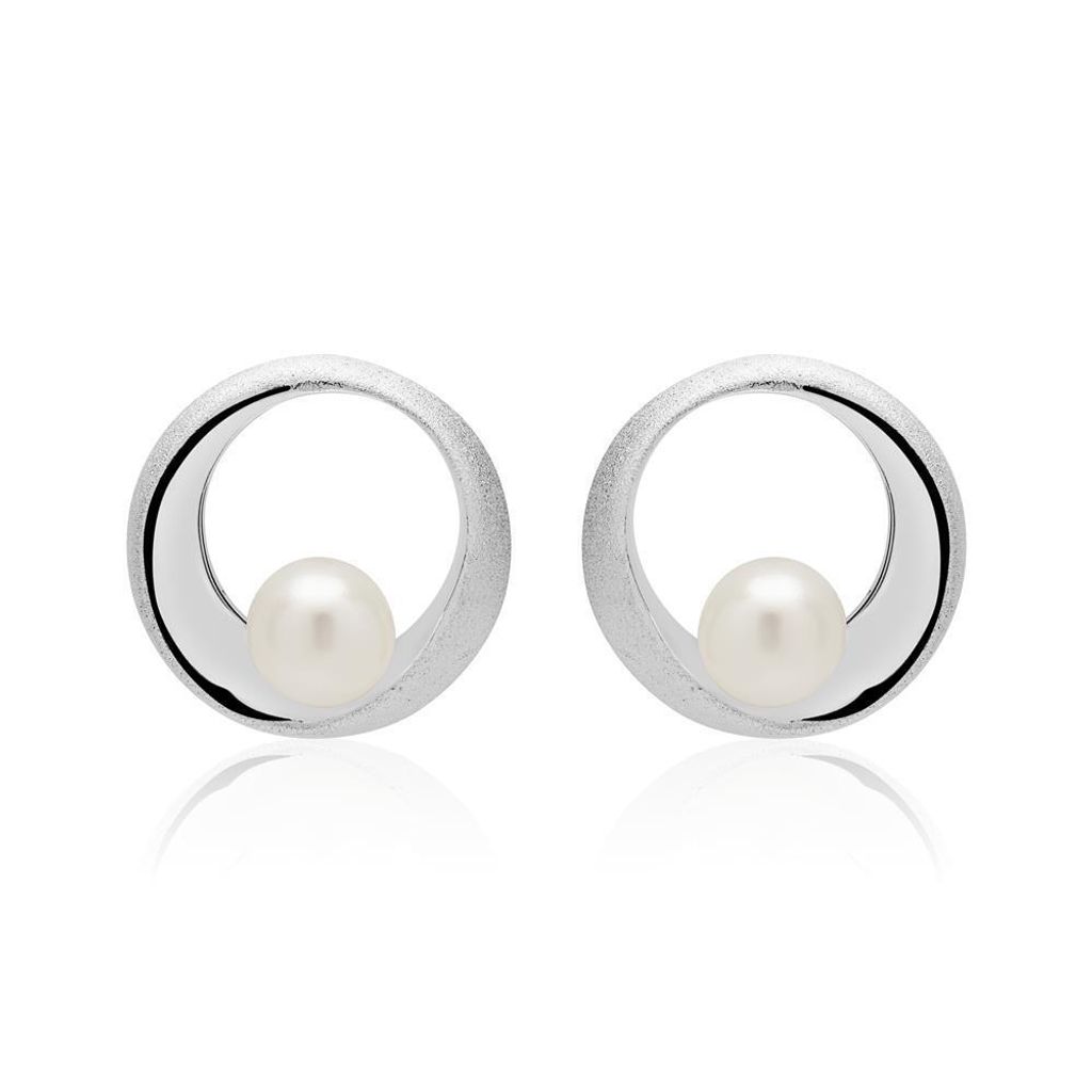 Kreis Ohrstecker 925er Silber Perlen