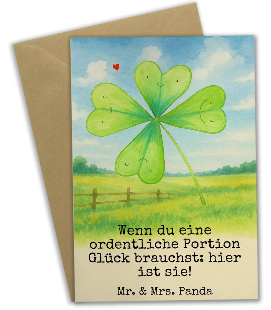Mr. & Mrs. Panda babykarte Blume Kleeblatt Design - Weiß - Geschenk, Glücksbringer, osterkarte, weihnachtskarten, Kleeblätter, Glück, einladung...