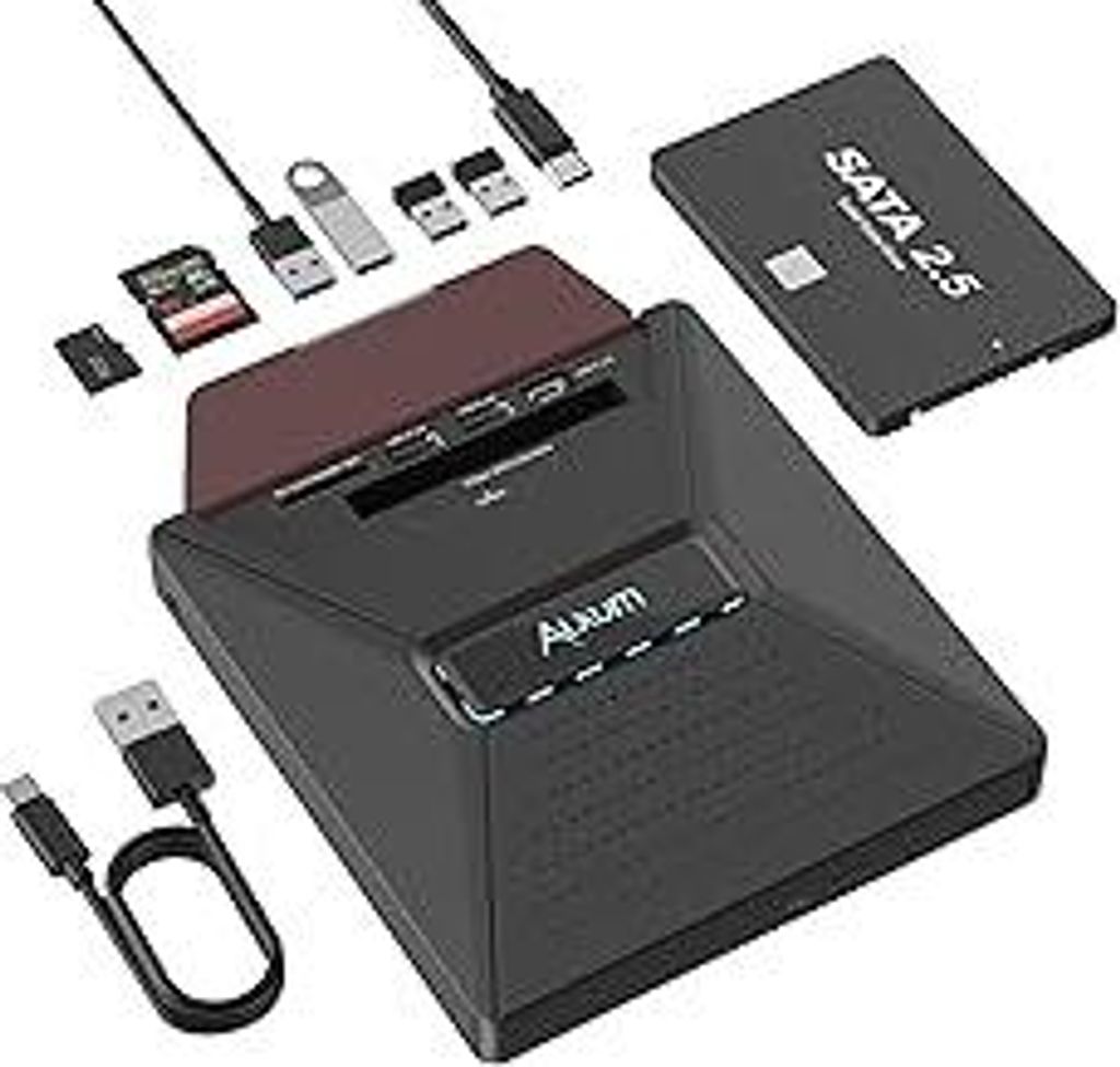 Alxum Externes DVD CD Laufwerk für Laptop, CD Laufwerk extern USB mit SATA-Schnittstelle, DVD Brenner Extern mit SD/TF Kartenleser und USB Anschl...