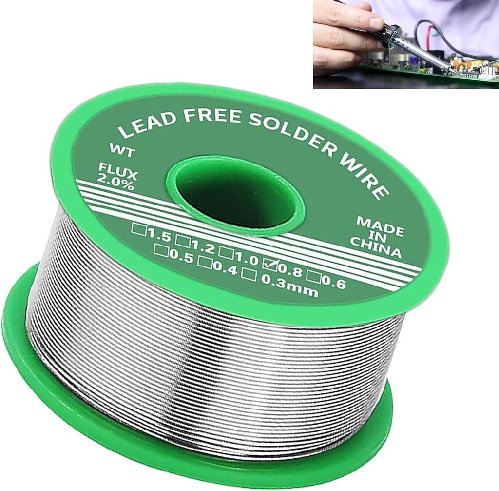 Lötzinn 0.8mm, bleifreier Löt draht mit Kolophonium kern zum Elektrolöten und Heimwerken,Doppelseitiges Bandmaß 150 cm
