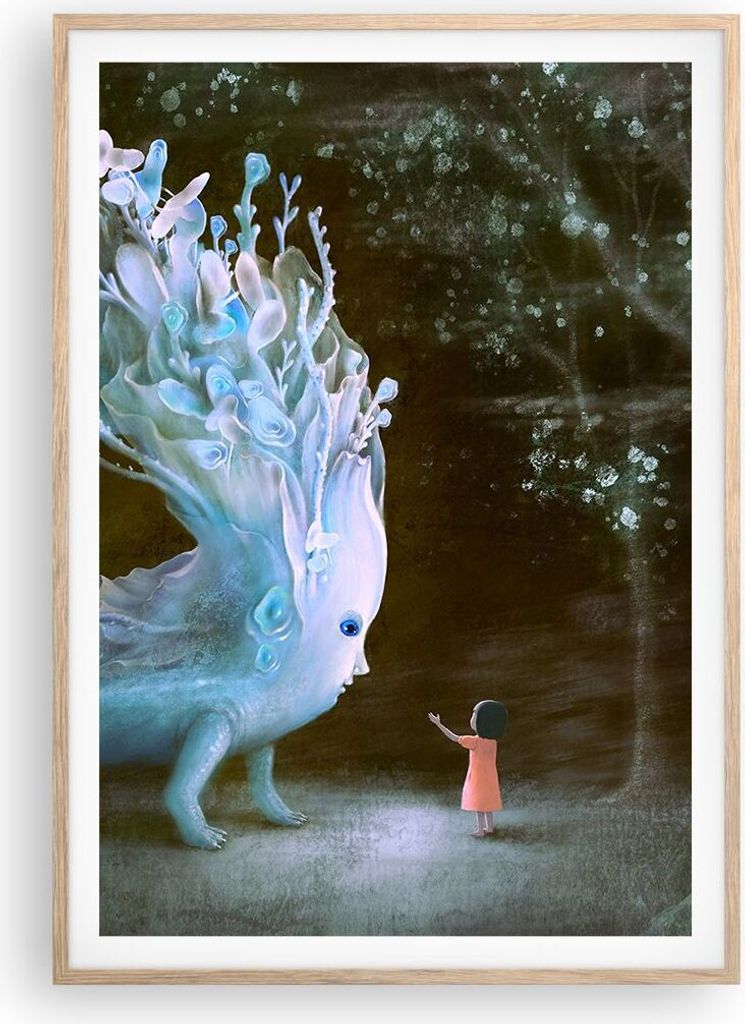 Gerahmtes Poster - Rahmen in heller Eiche - Monster Kind Fee - 70x100 cm - Wand Bild - Wanddeko - Wandbilder - Kunstposter - Wandposter - Bilderrah...
