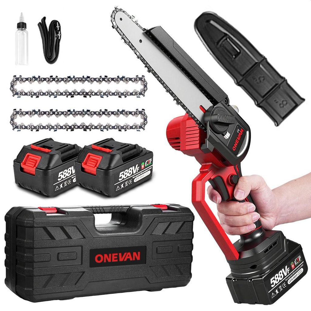 Akku-Kettensäge 8'' mini Kettensäge mit 2x Akkus, 3x Produktbild 