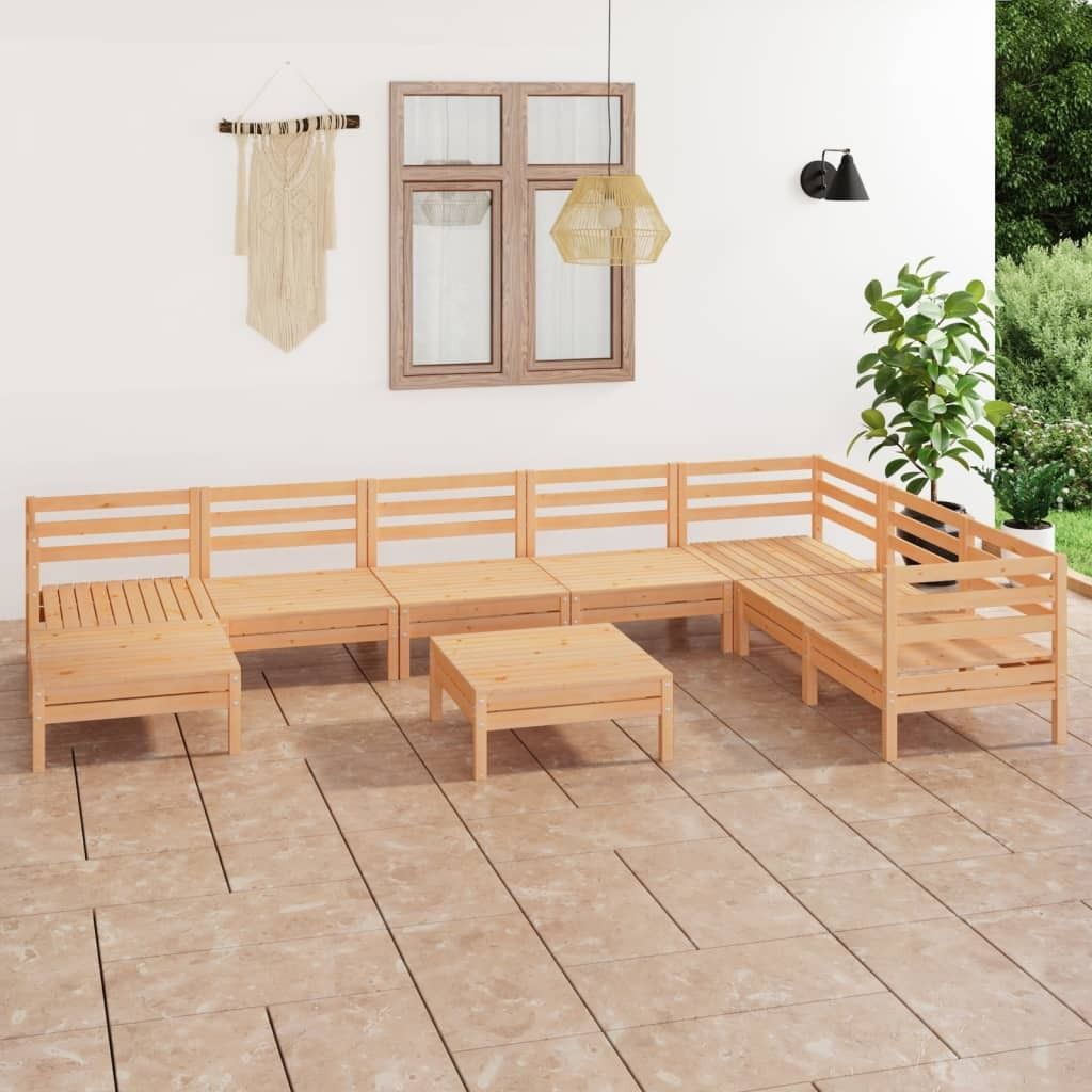 Maison Exclusive - 9-tlg. Garten-Lounge-Set Massivholz Kiefer