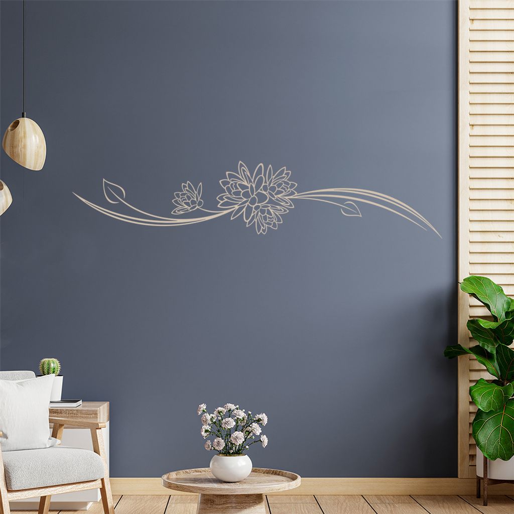 Blume - Linien Wandtattoo in 6 Größen - Wandaufkleber Wall Sticker - Dekoration, Küche, Wohnzimmer, Schlafzimmer, Badezimmer