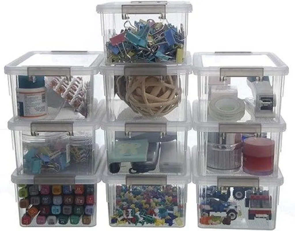 Boîte de Rangement Transparente à Clips 1,25 L - Incassable et Empilable