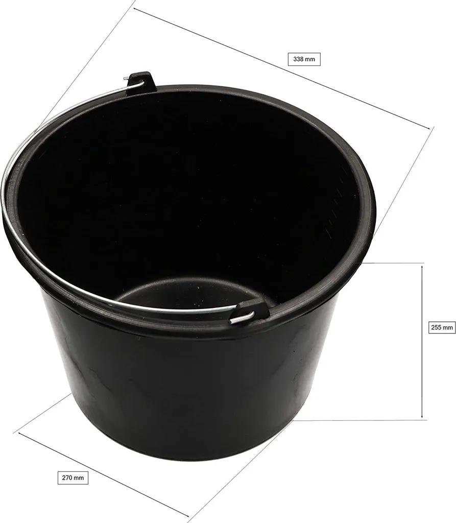 Seau de chantier incassable 16L lot de 20 seaux noirs pour ciment et eau - 2