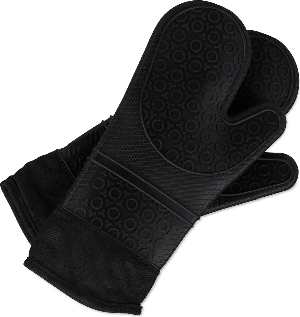 Guanti da Cucina Silicone Relaxdays Nero - 2 Paia Alta Protezione