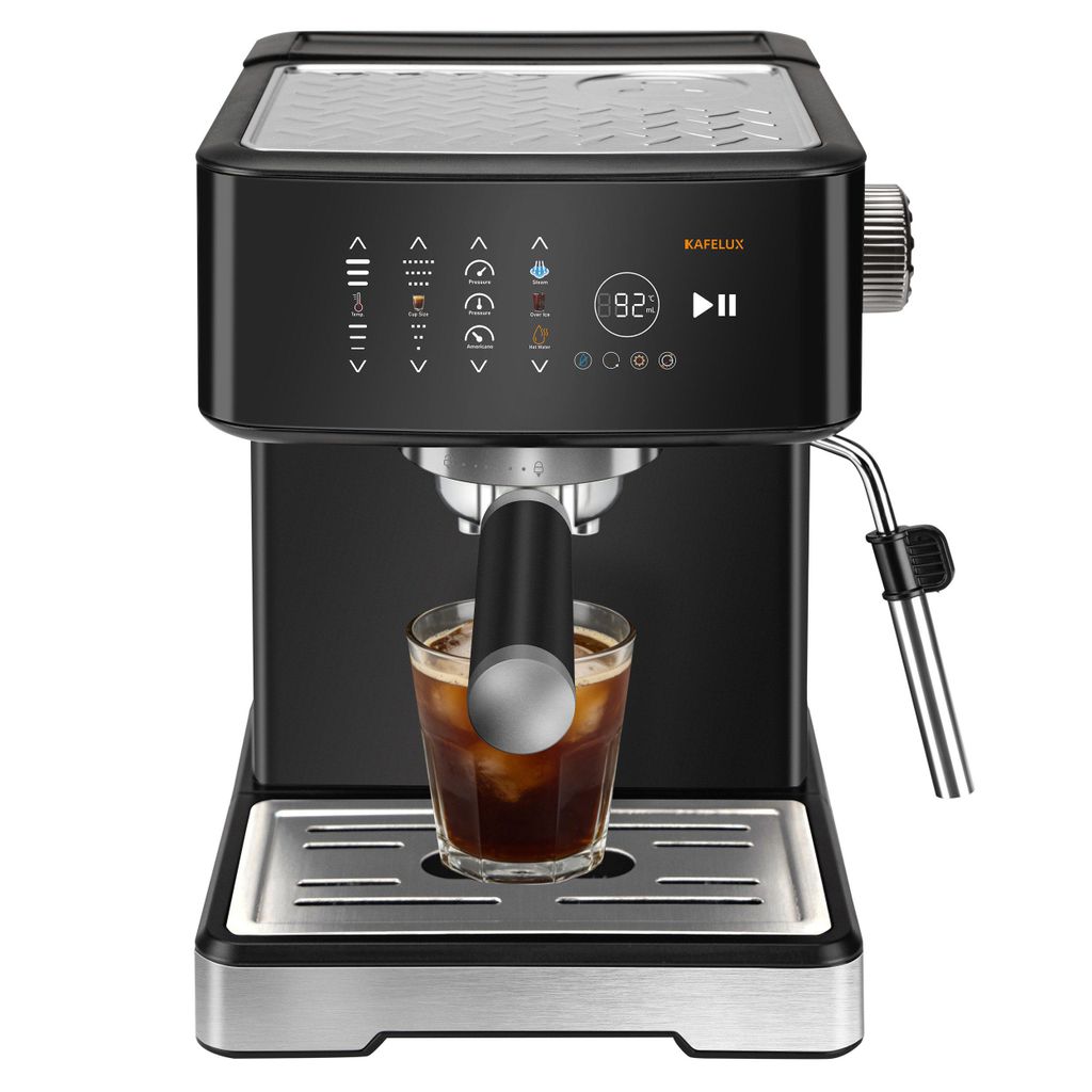 Espressomaschine TC51P 20 bar 1400 W Siebträgermaschine mit Milchaufschäumer, Touchscreen Filtersieb, Kapseladapter, 1,7L Wassertank, Espresso