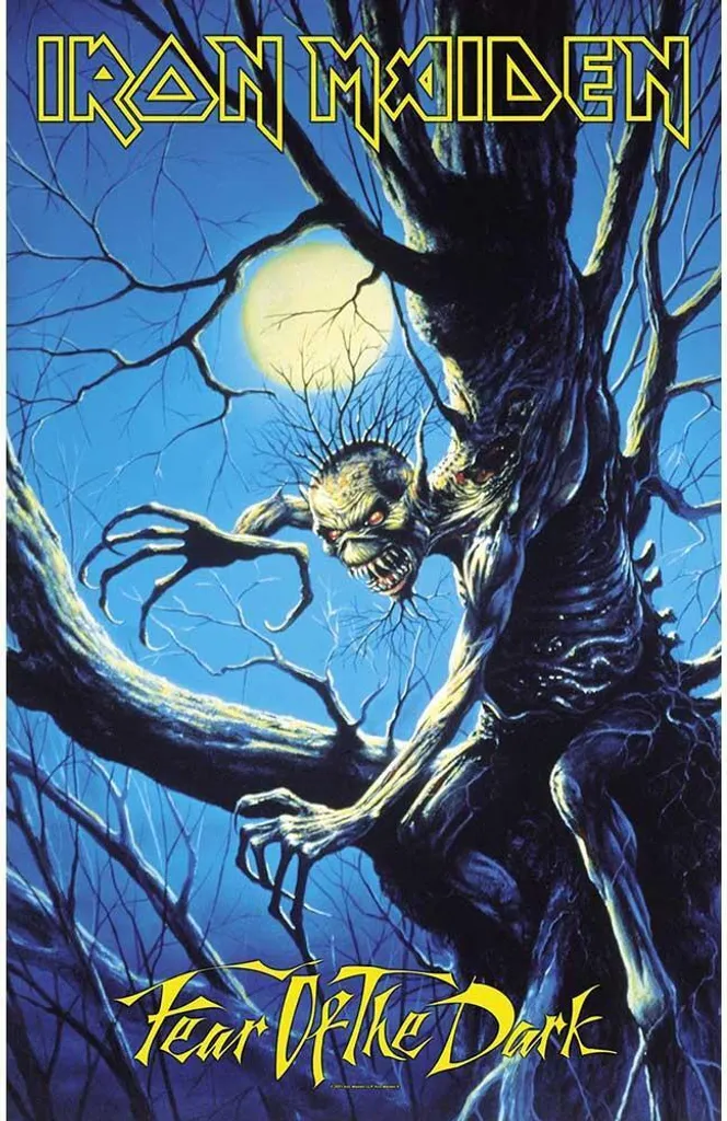 Drapeau Mural Iron Maiden Fear Of The Dark en Tissu 106x70 cm Bleu
