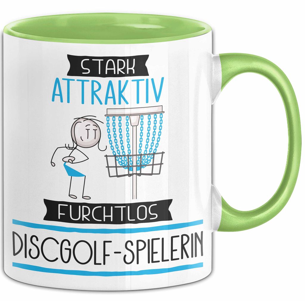 Discgolf-Spielerin Tasse Geschenk Becher Stark Attraktiv Furchtlos Discgolf-Spielerin Lustige Geschenkidee (Grün)