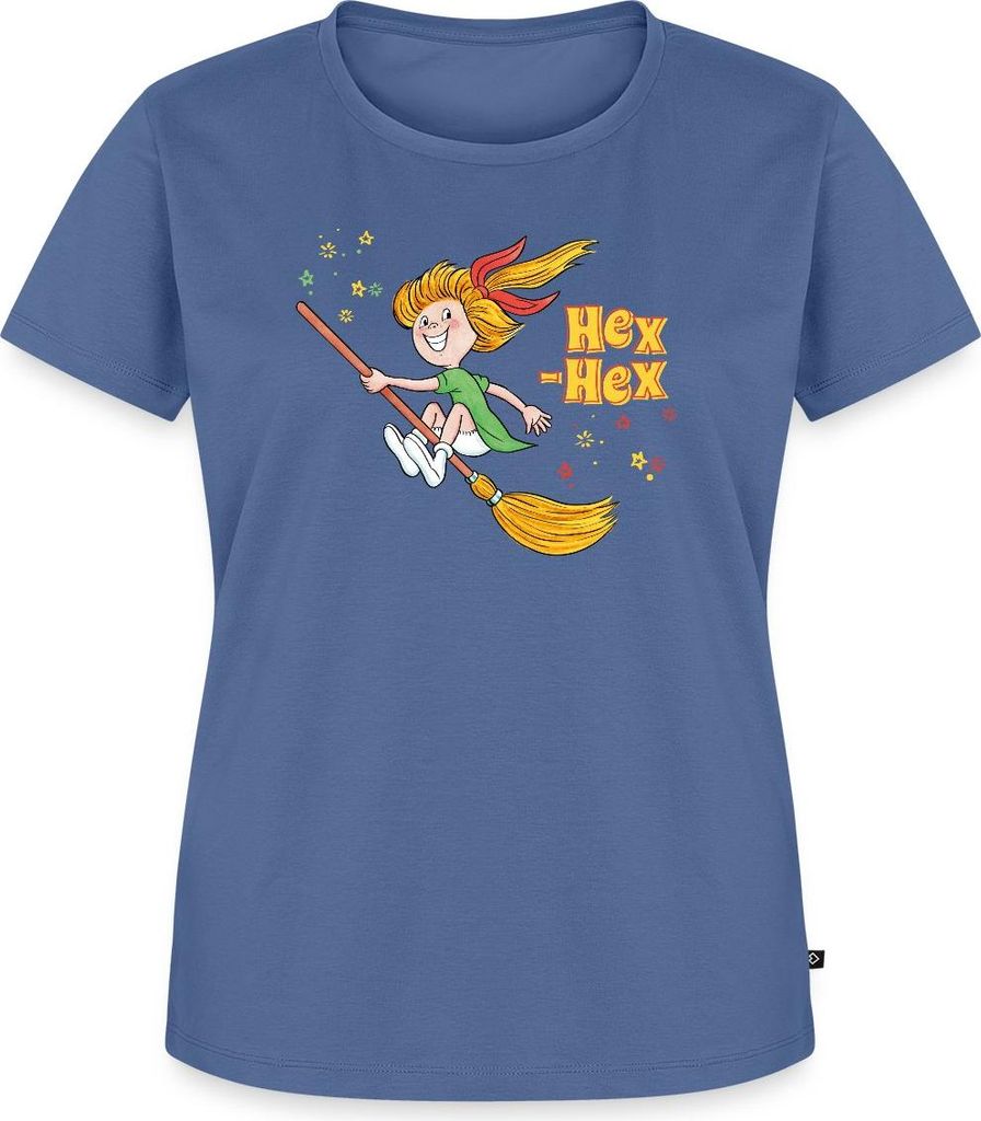 Spreadshirt Bibi Blocksberg Mit Bibi Und Kartoffelbrei Frauen Premium T-Shirt, 4XL, Taubenblau