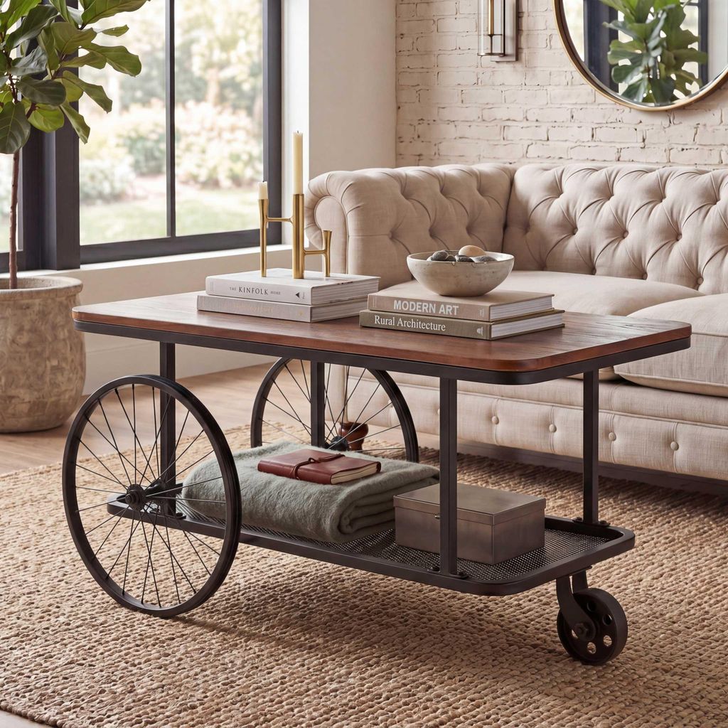 Couchtisch HWC-Q69, Beistelltisch Sofatisch, Reifen Produktbild 