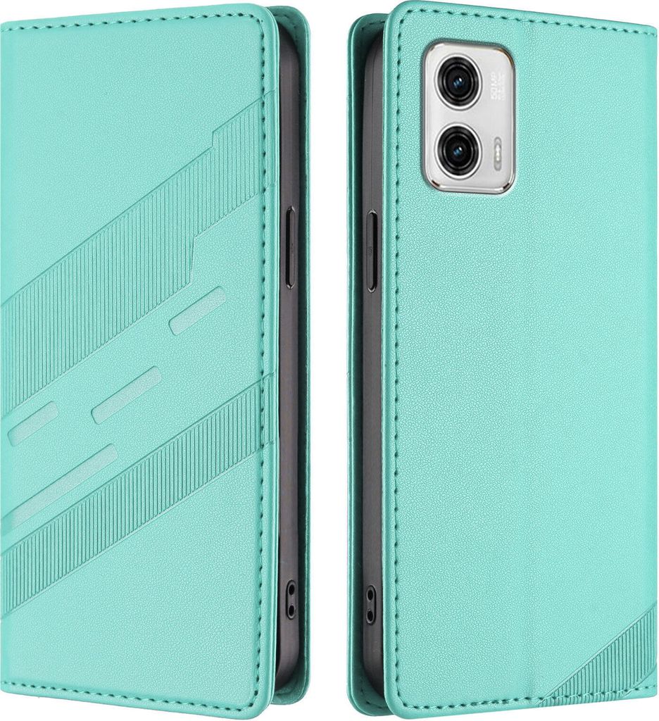 Hülle für Motorola Moto G73, Kunstleder Brieftaschen Handyhülle mit Kartenfach und Standfunktion Türkis