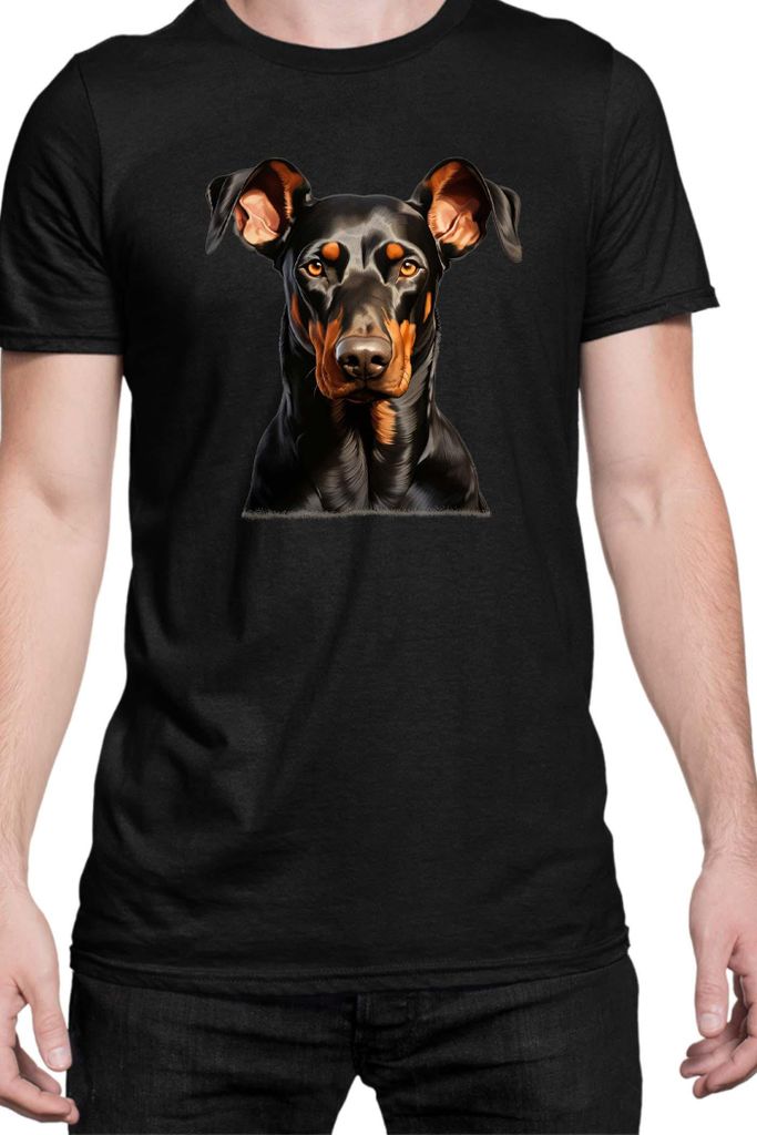 Herren T-Shirt Dogs Breeds Doberman Pinscher Dog Breed 006, Man 3XL / Schwarz