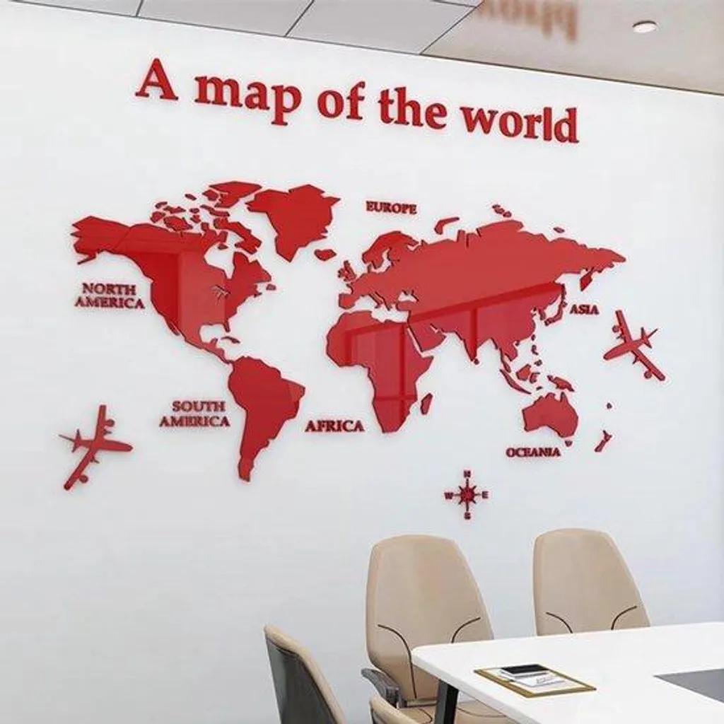 Mappemonde 3D Autocollante en Cristal - Décoration Murale Bureau et Home