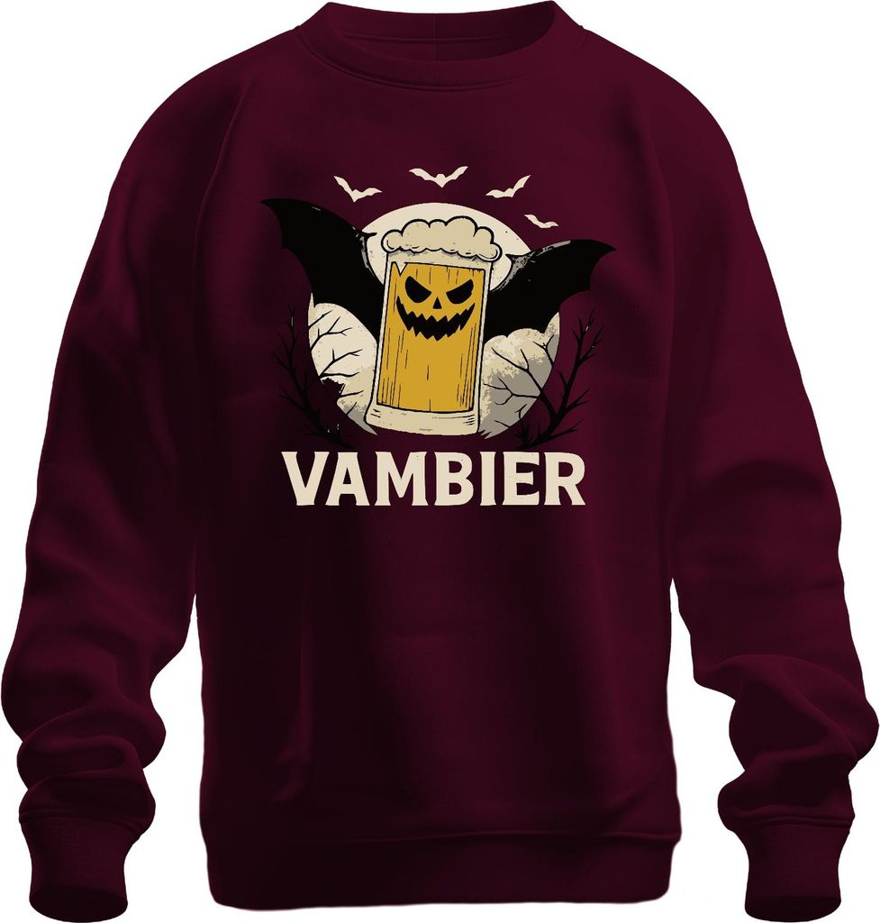VAMBIER Halloween Bier Vampir Party Retro Gruselig Uni Sweatshirt Pullover, Burgundy, XL