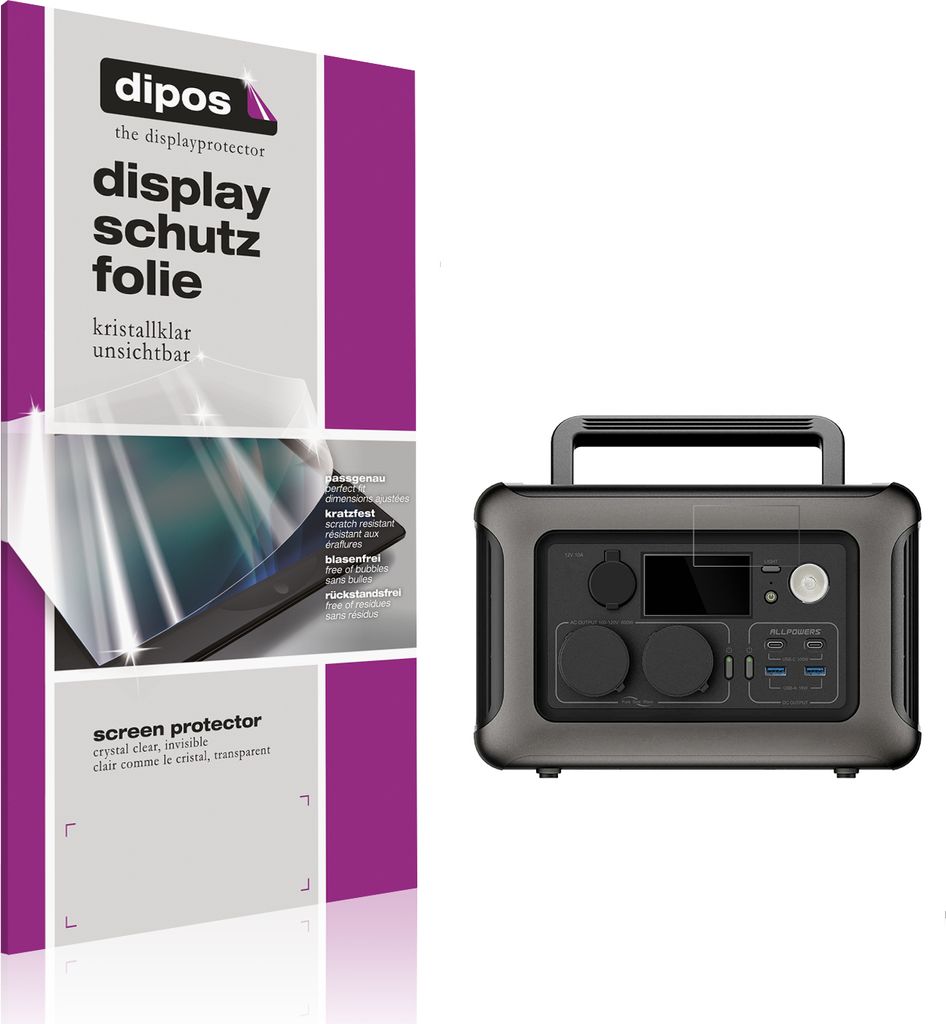 2x Schutzfolie für Allpowers R600 klar Displayschutzfolie Folie Display Schutz dipos