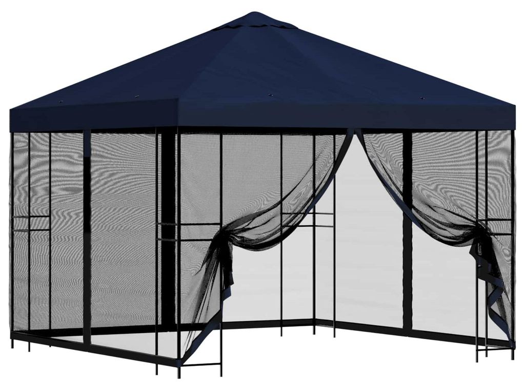 vidaXL Garten Pavillon mit Seitenwänden 3 x 3 m Blau