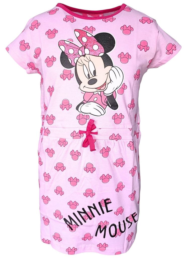 Sommerkleid Disney Minnie Mouse mit Glitzer Rosa 128 cm