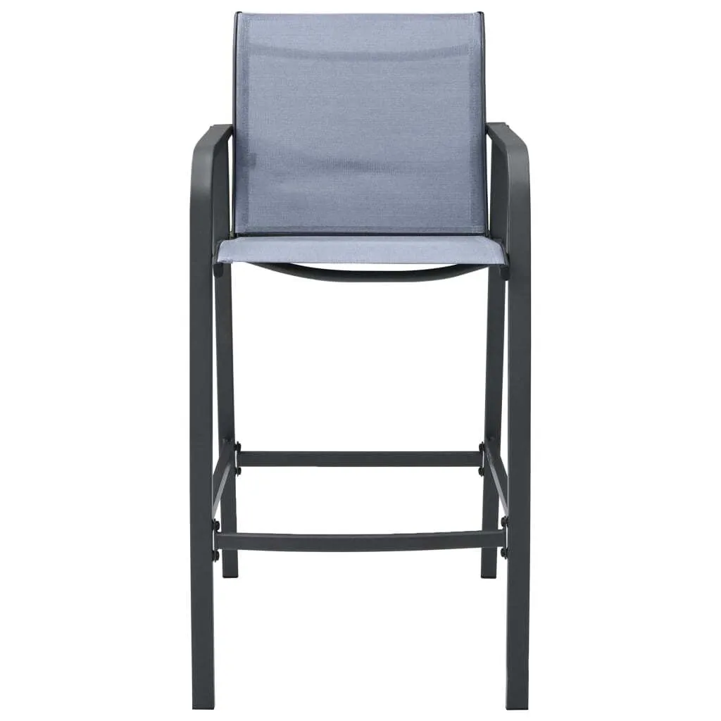 Lot de 2 Tabourets de bar extérieurs Gris avec Assise en Textilène - 3