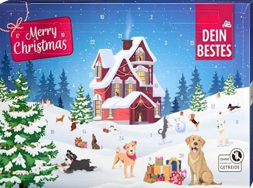 Dein Bestes Adventskalender 2025 für Hunde mit 24 Snacks, Hühnerfilet, Leberwurst, Kaustangen, Fleisch-Sticks, Zahnpflege-Ministicks, ( WERT : 10...