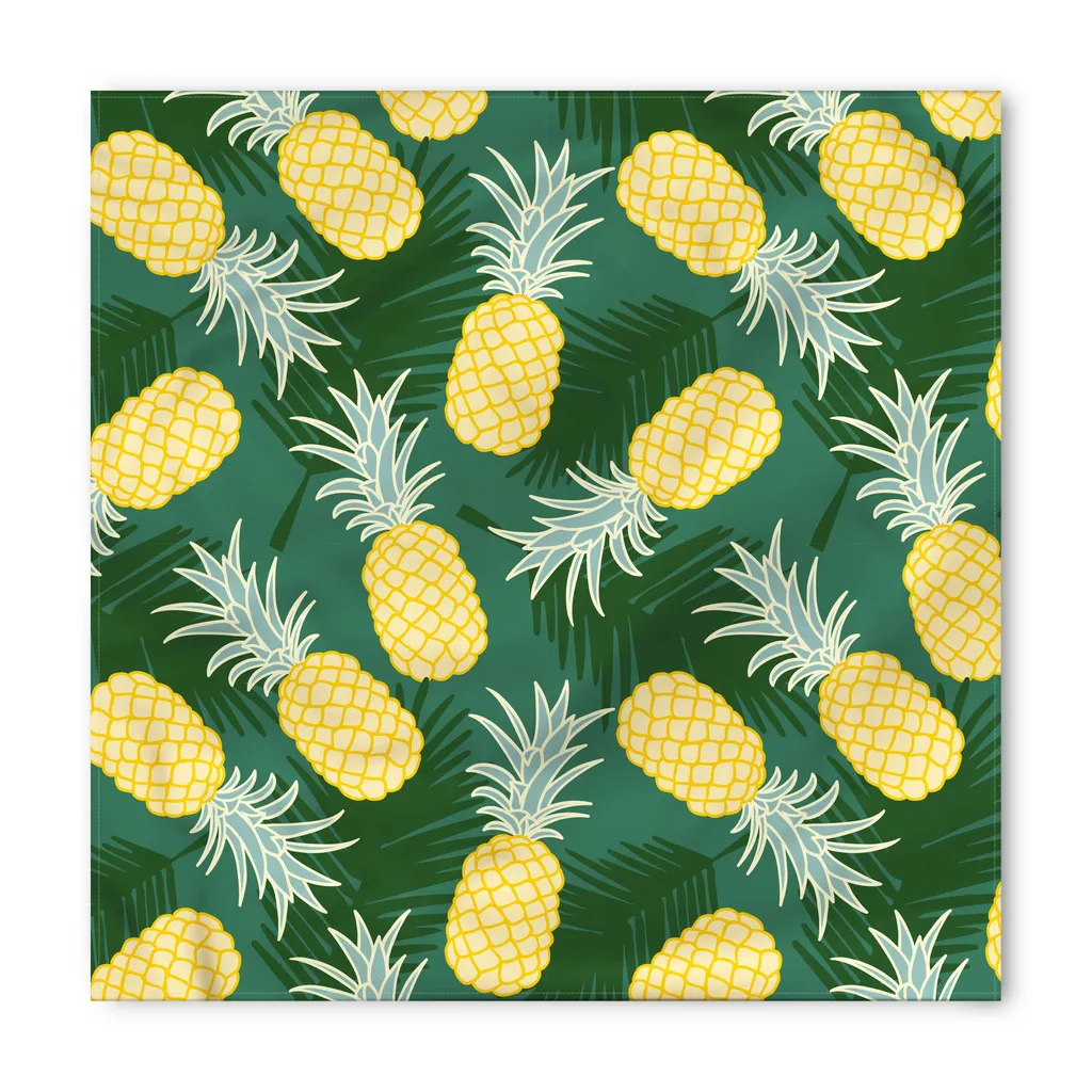 Bandana ABAKUHAUS Cani e Gatti 55x55cm Foglie di Palma e Ananas Verde - 3